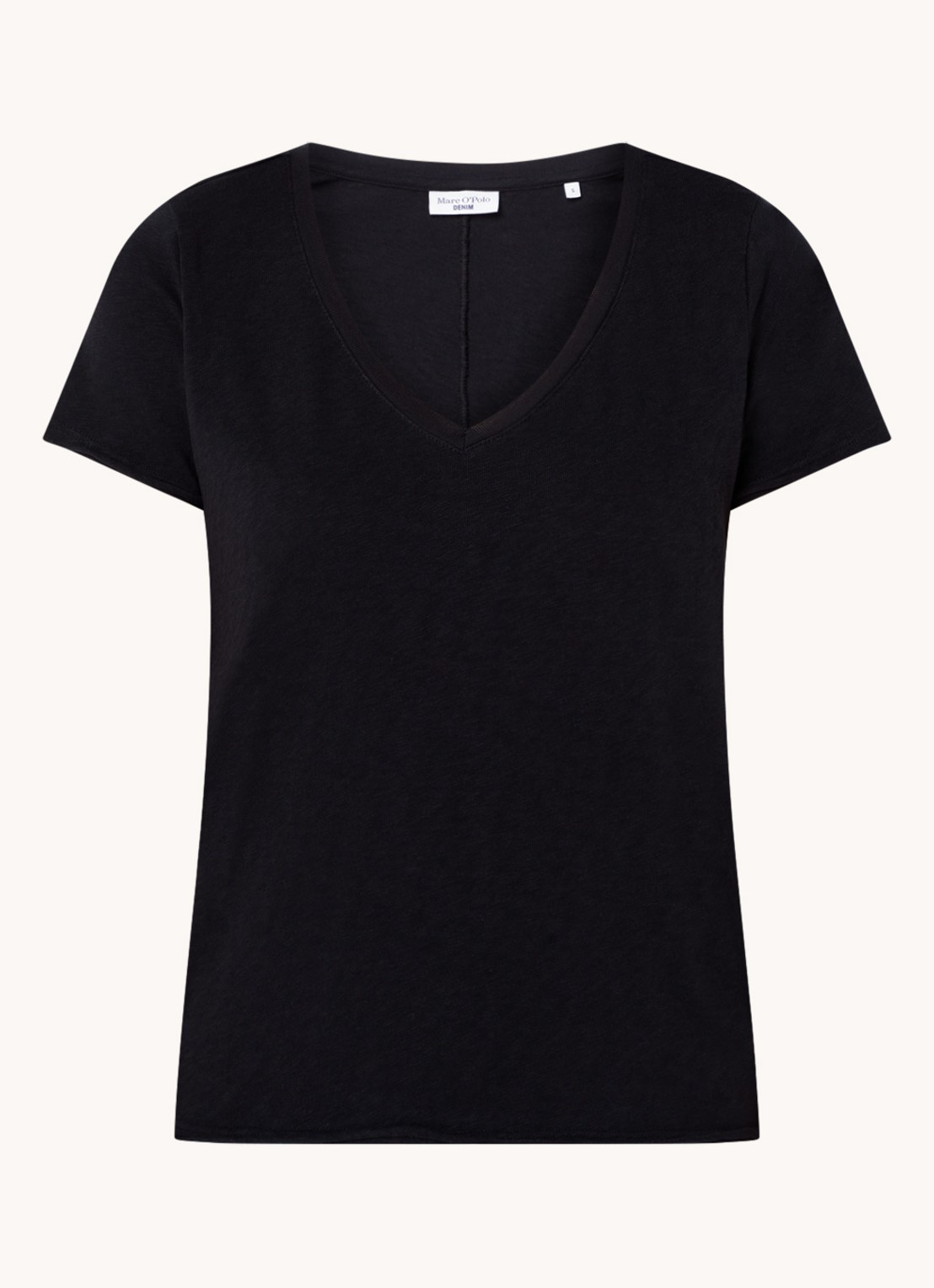 Marc O'Polo Denim T-shirt met V-hals - voorkant zwart