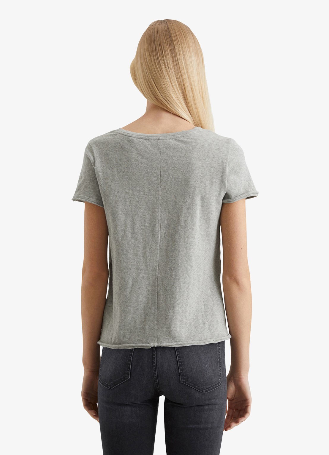 Marc O'Polo Denim T-shirt met V-hals - achterkant grijsmele