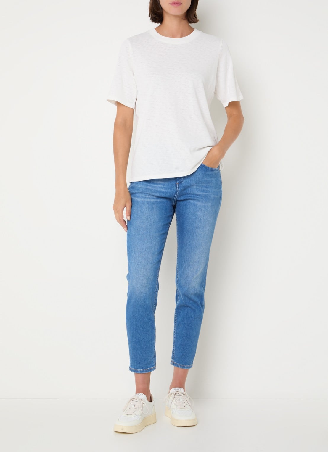 Marc O'Polo Denim T-shirt van  katoen - voorkant 2 gebroken wit