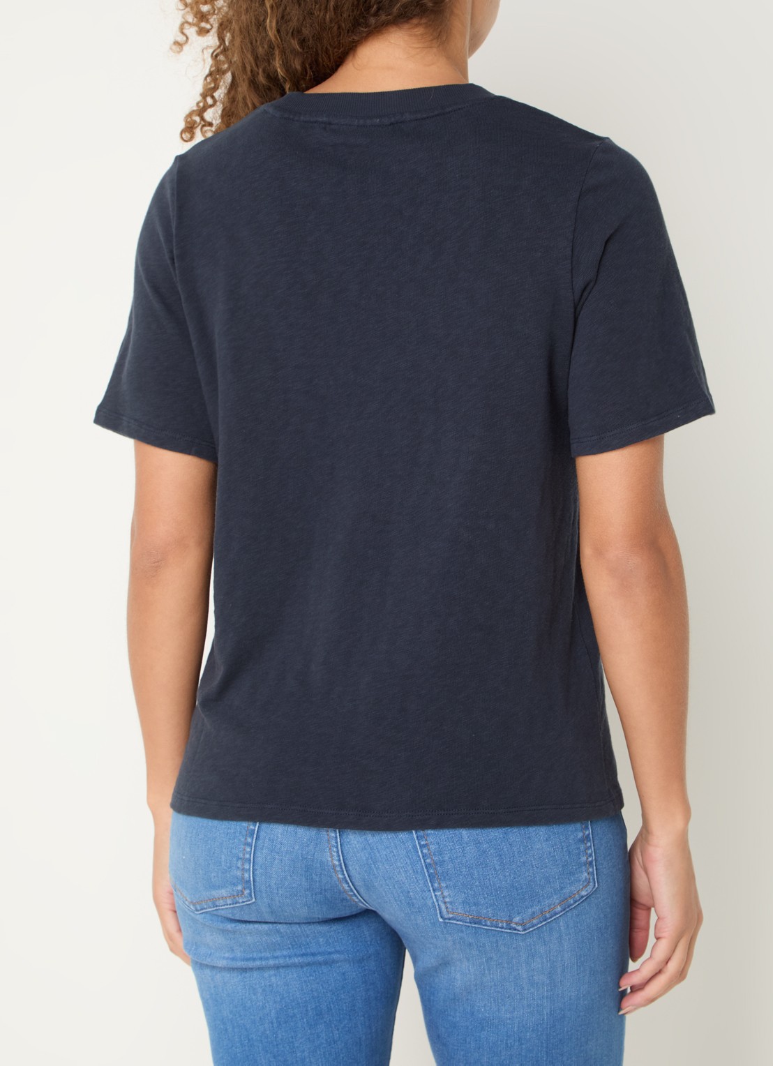 Marc O'Polo Denim T-shirt van  katoen - achterkant donkerblauw