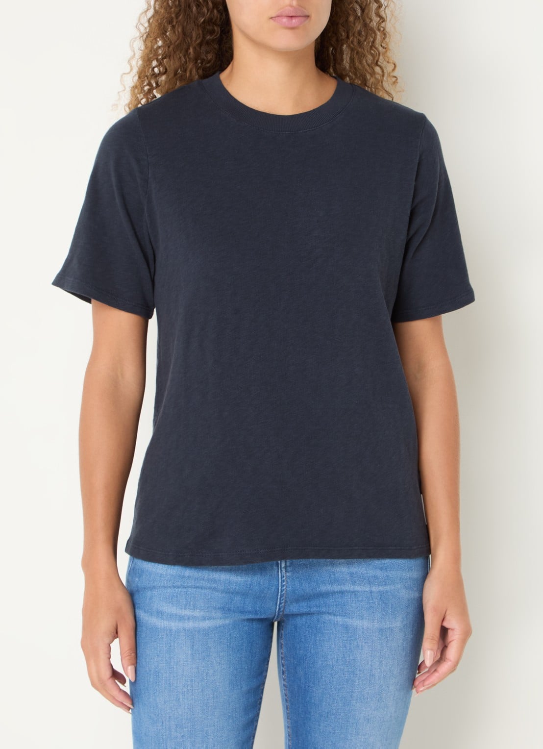 Marc O'Polo Denim T-shirt van  katoen - detail 4 donkerblauw