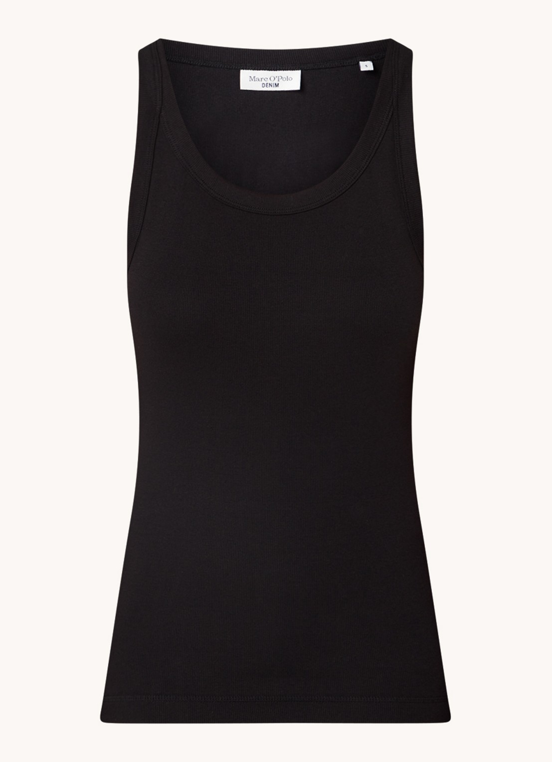 Marc O'Polo Denim Tanktop met ribstructuur - voorkant zwart