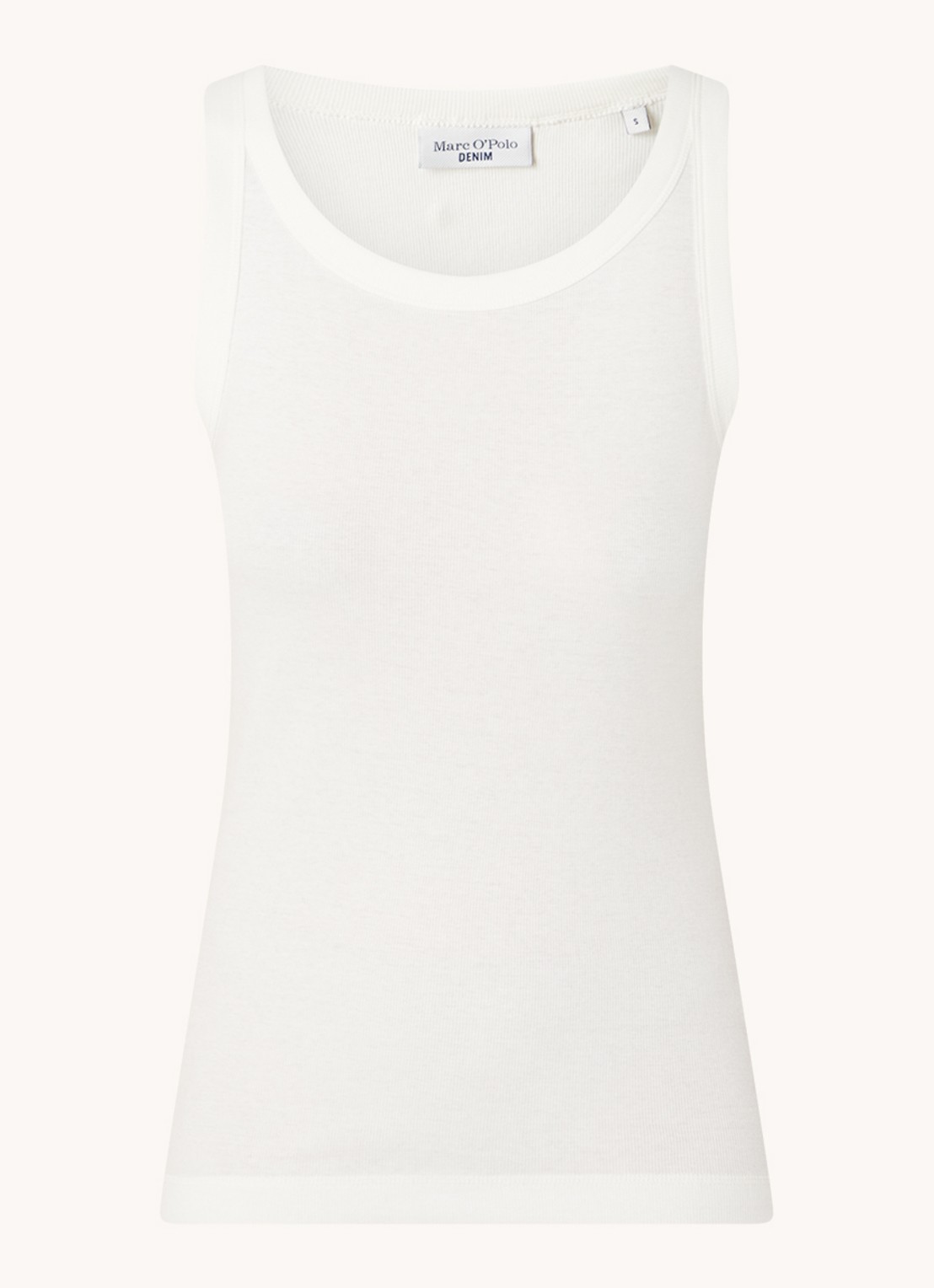 Marc O'Polo Denim Tanktop met ribstructuur - voorkant gebroken wit