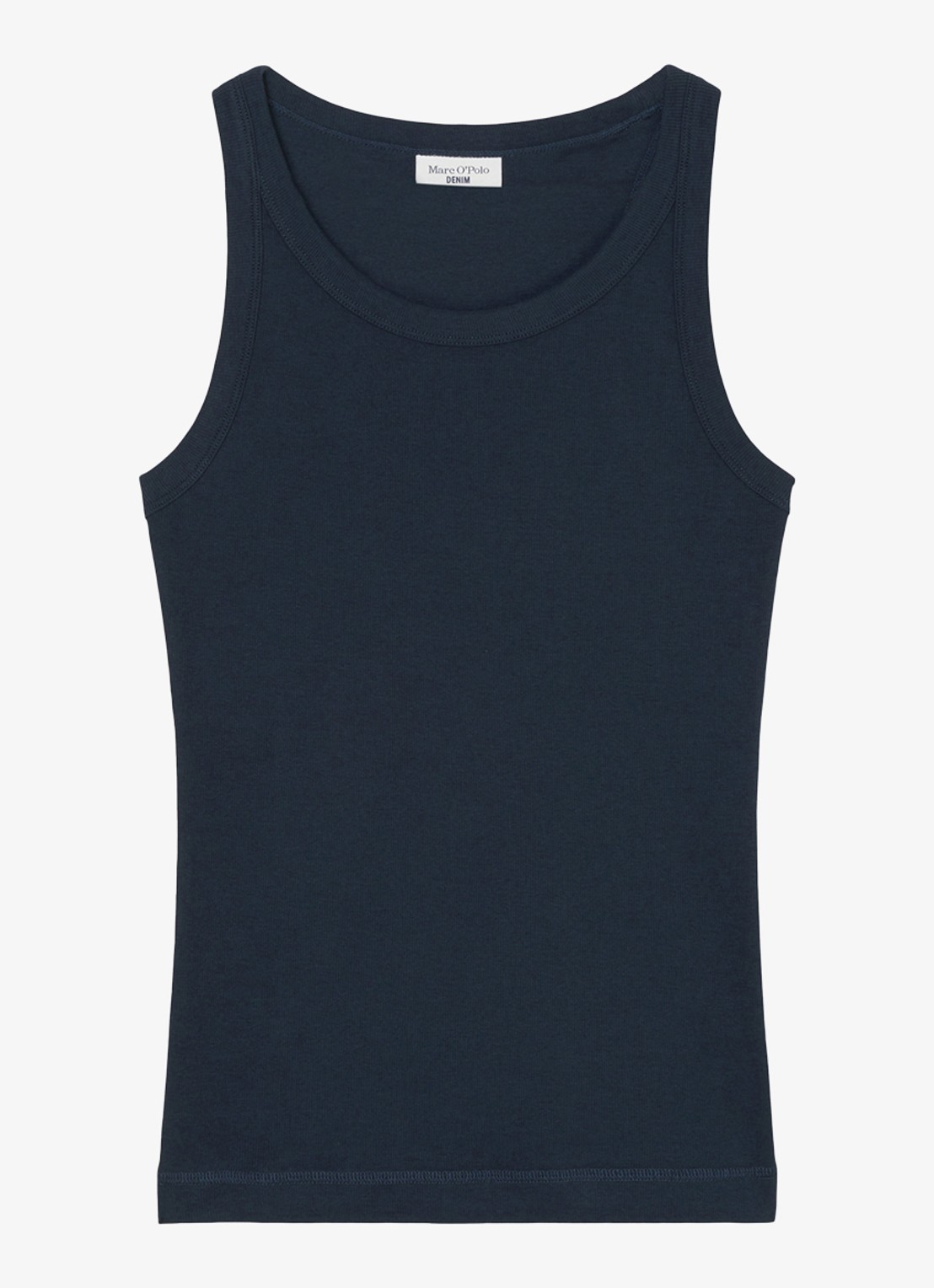 Marc O'Polo Denim Tanktop met ribstructuur - voorkant 3 donkerblauw