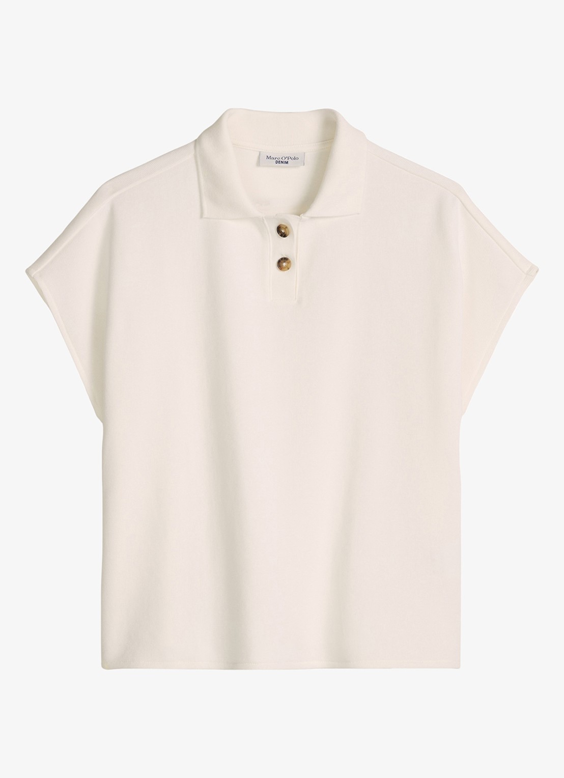 Marc O'Polo Denim Top met polokraag - voorkant silky white/1183