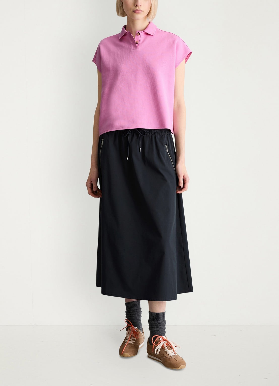Marc O'Polo Denim Top met polokraag - voorkant 2 pale bubblegum/8205