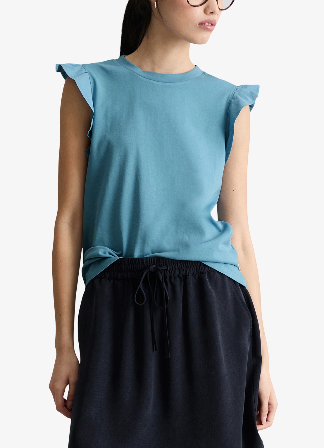 Marc O'Polo Denim Top met vlindermouw - detail blue dawn/5429