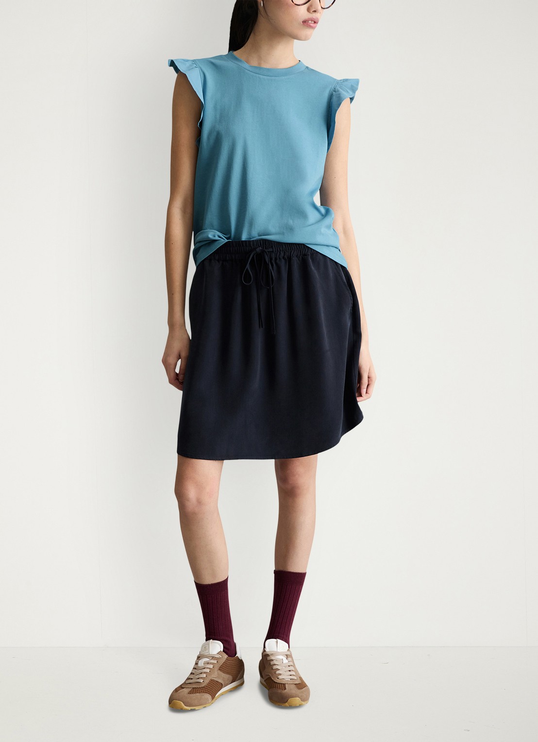 Marc O'Polo Denim Top met vlindermouw - voorkant 4 blue dawn/5429