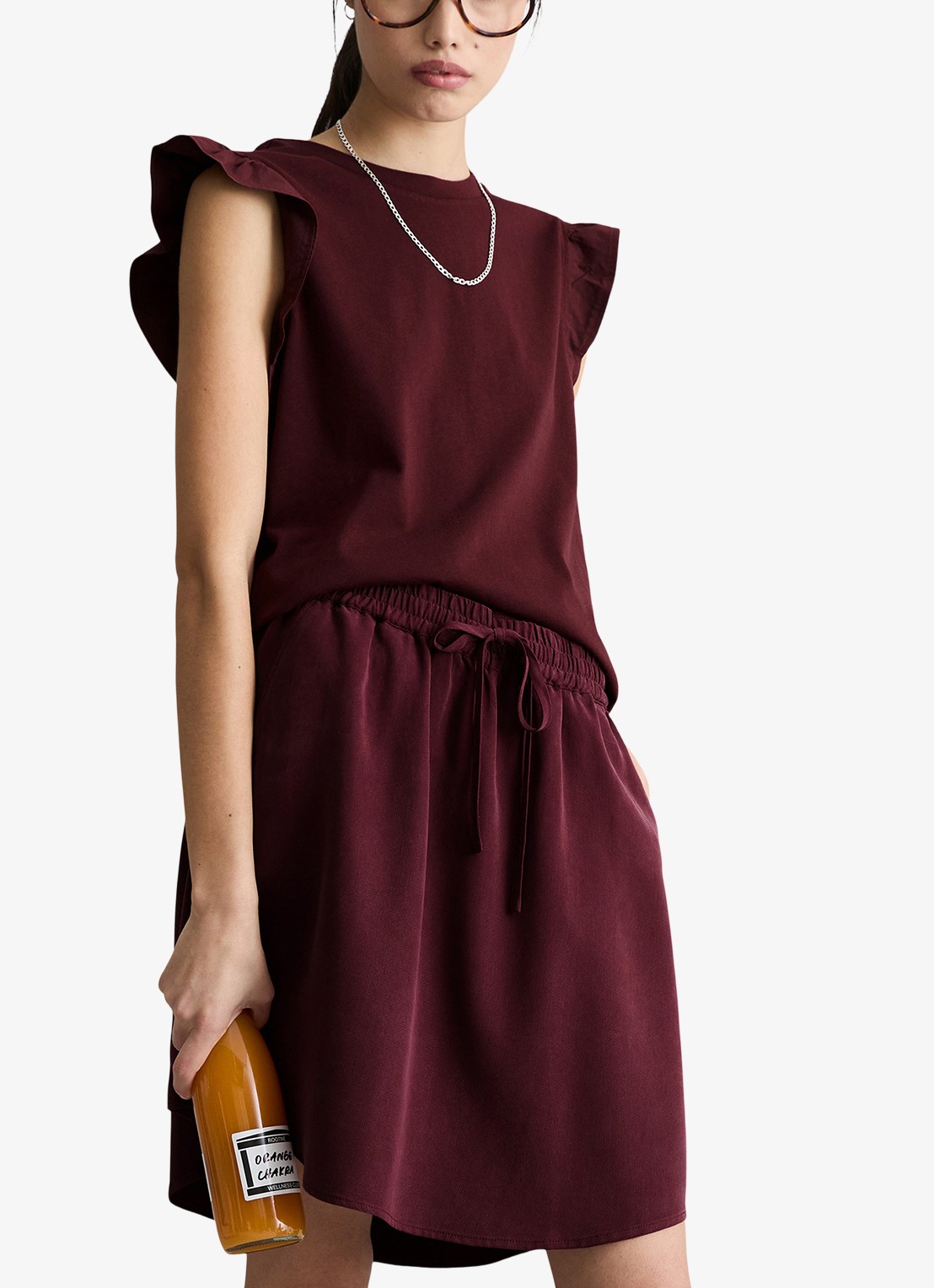 Marc O'Polo Denim Top met vlindermouw - detail 2 merlot red/6932
