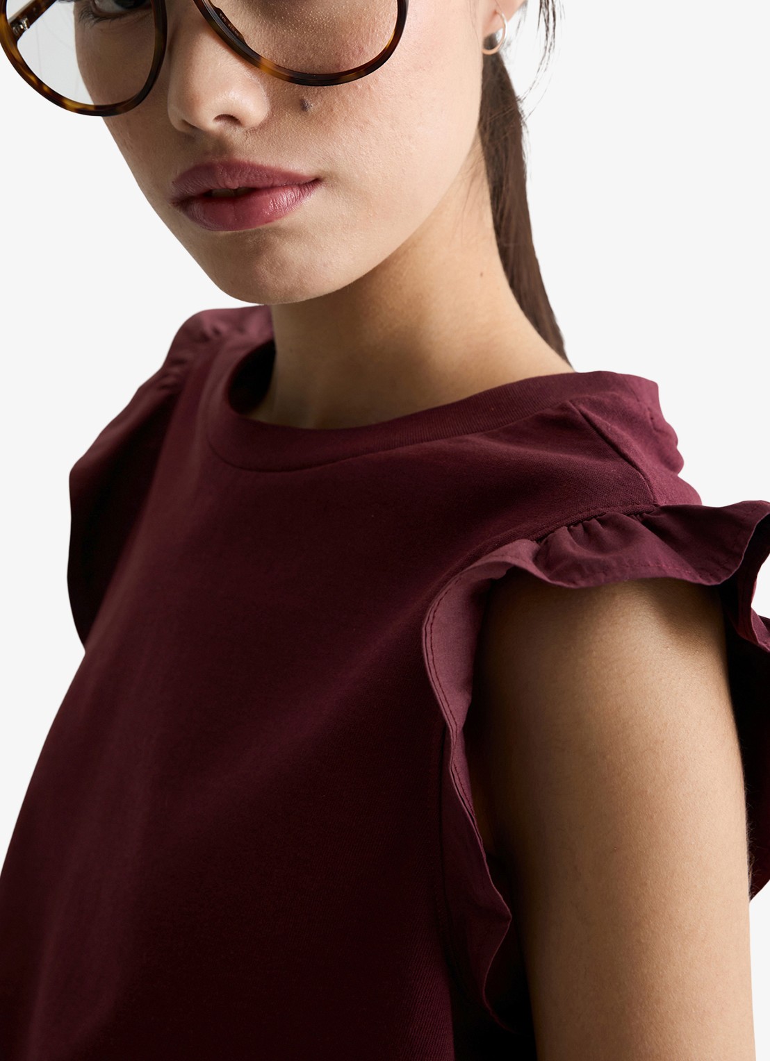 Marc O'Polo Denim Top met vlindermouw - detail 3 merlot red/6932
