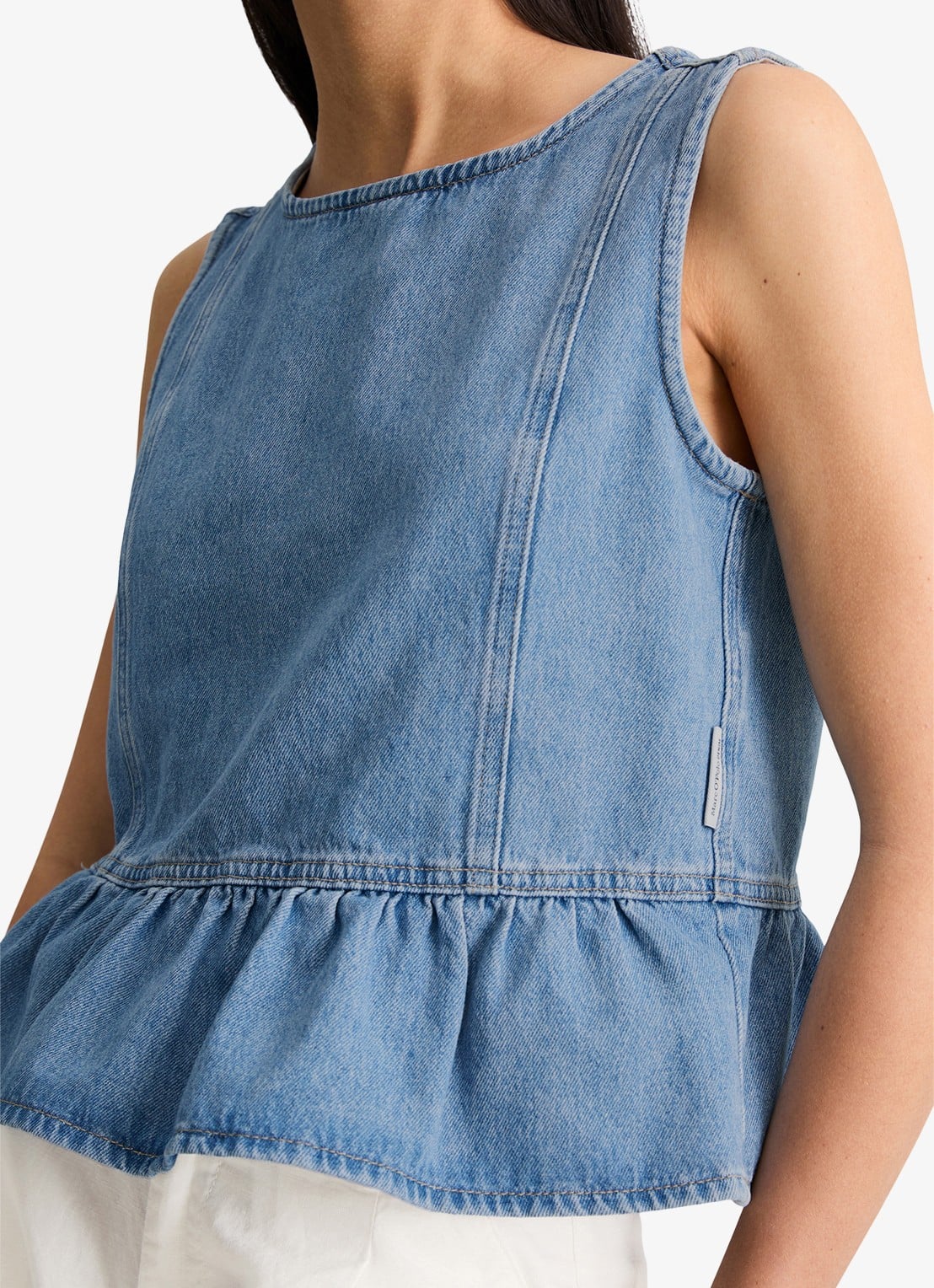 Marc O'Polo Denim Top van denim - detail 4 medium blue 01-4928 / blauw
