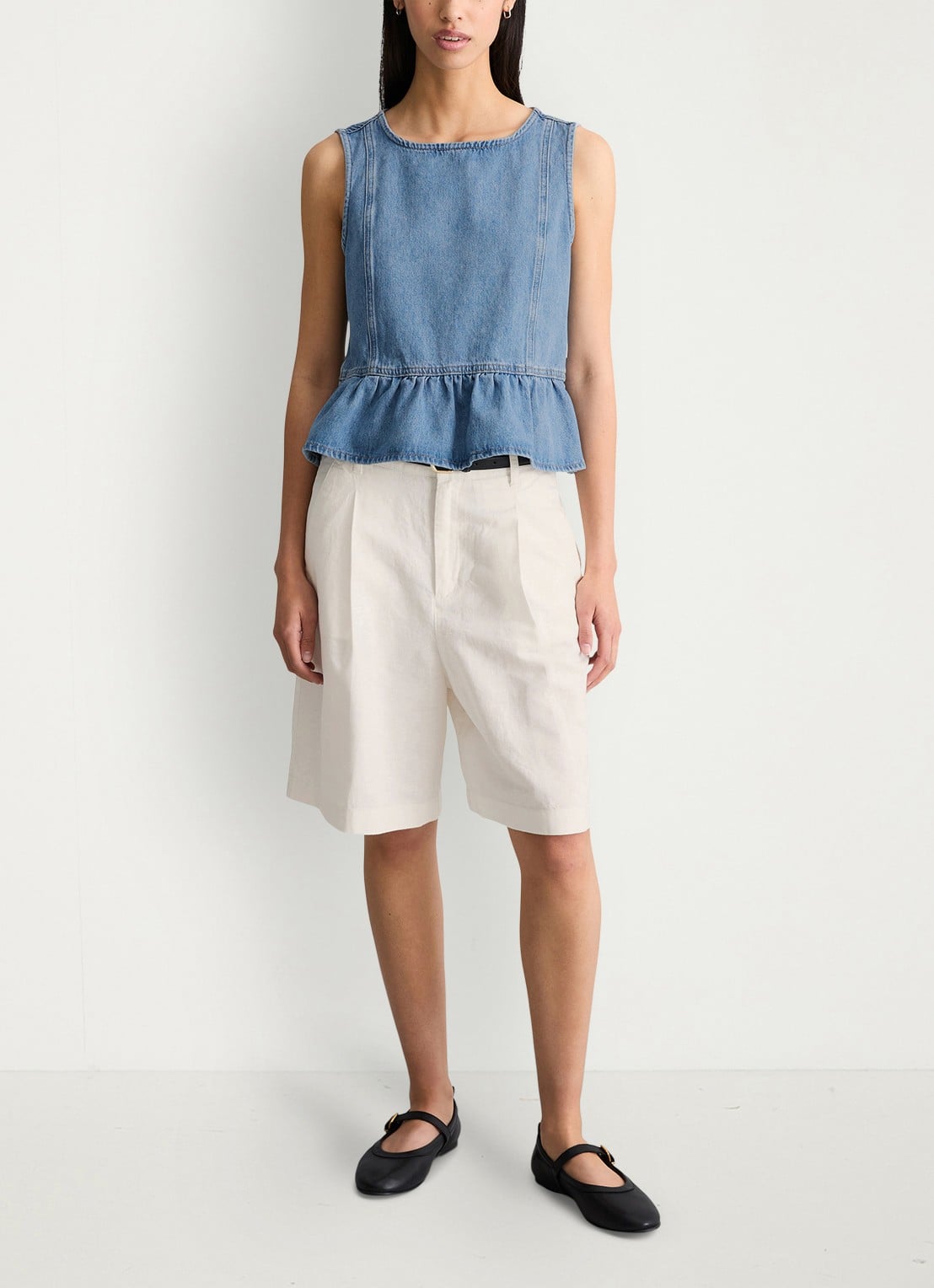 Marc O'Polo Denim Top van denim - voorkant 2 medium blue 01-4928 / blauw