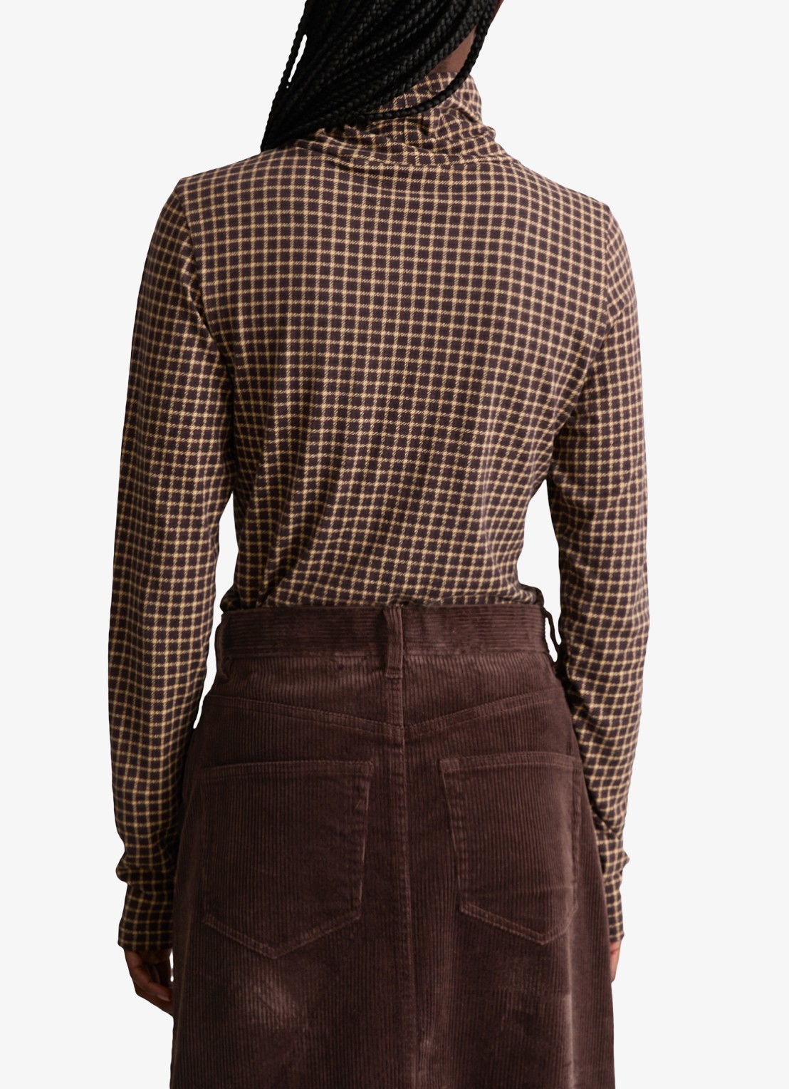 Marc O'Polo Denim Trui met col en ruitdessin  - achterkant 3 bruin