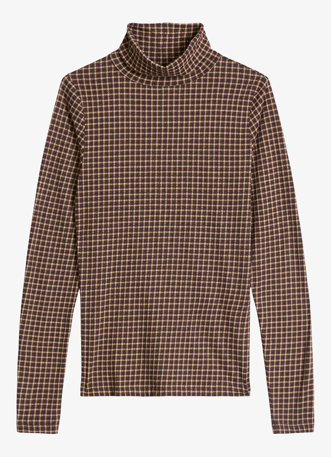 Marc O'Polo Denim Trui met col en ruitdessin  - voorkant 4 bruin