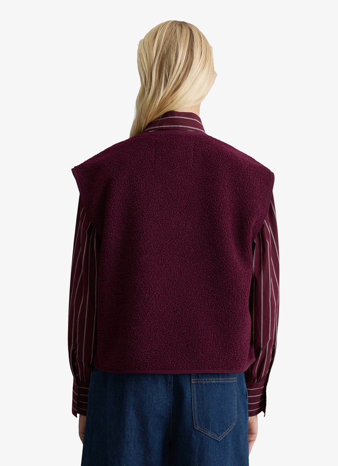 Marc O'Polo Denim Vest van teddy - achterkant 5 bordeauxrood
