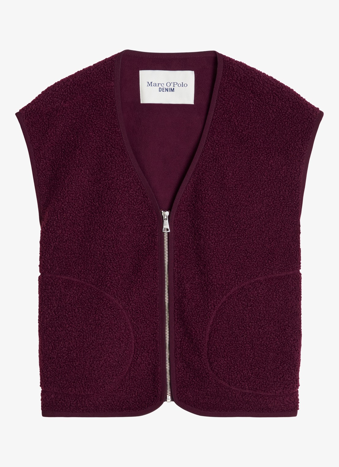 Marc O'Polo Denim Vest van teddy - voorkant bordeauxrood