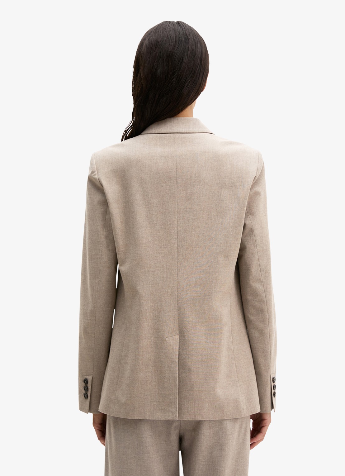 Marc O'Polo Double-breasted blazer in wolblend met opgestikte zakken  - achterkant 3 bruin