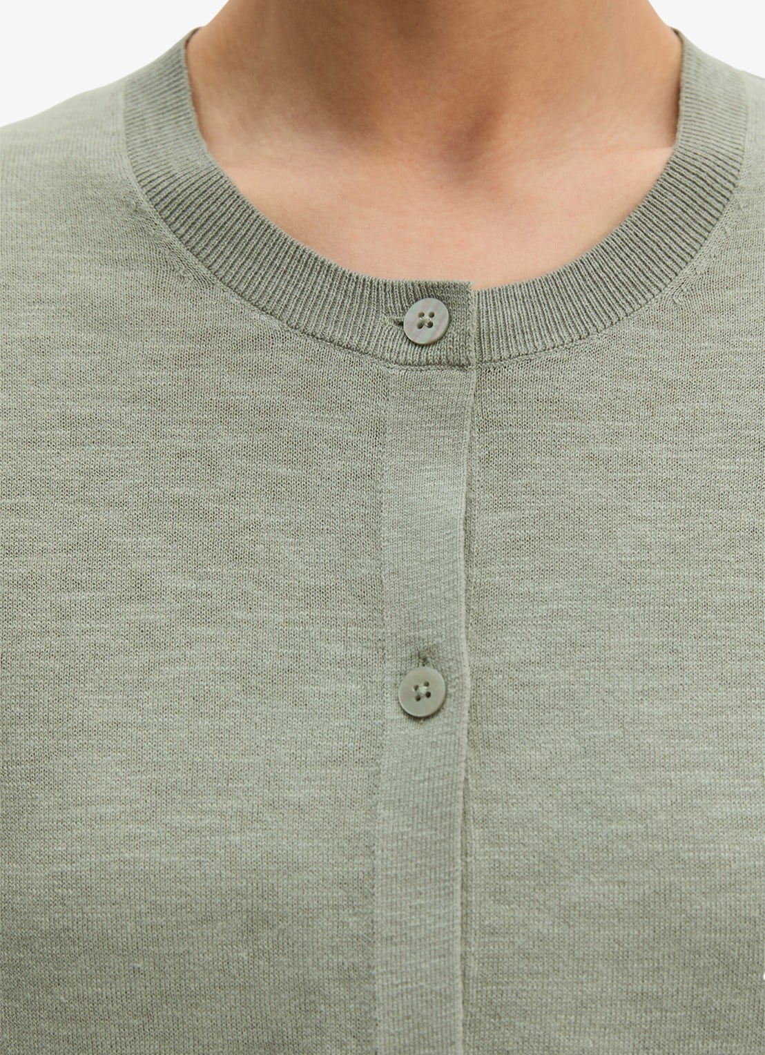 Marc O'Polo Fijngebreid vest in katoenblend - detail 5 lindegroen