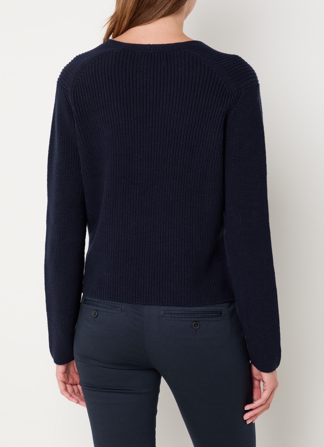 Marc O'Polo Fijngebreid vest met V-hals - achterkant 4 donkerblauw