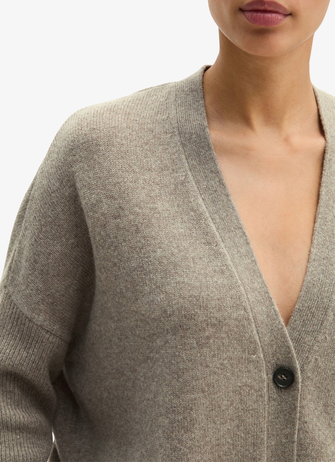 Marc O'Polo Fijngebreid vest van wol - detail 5 taupe