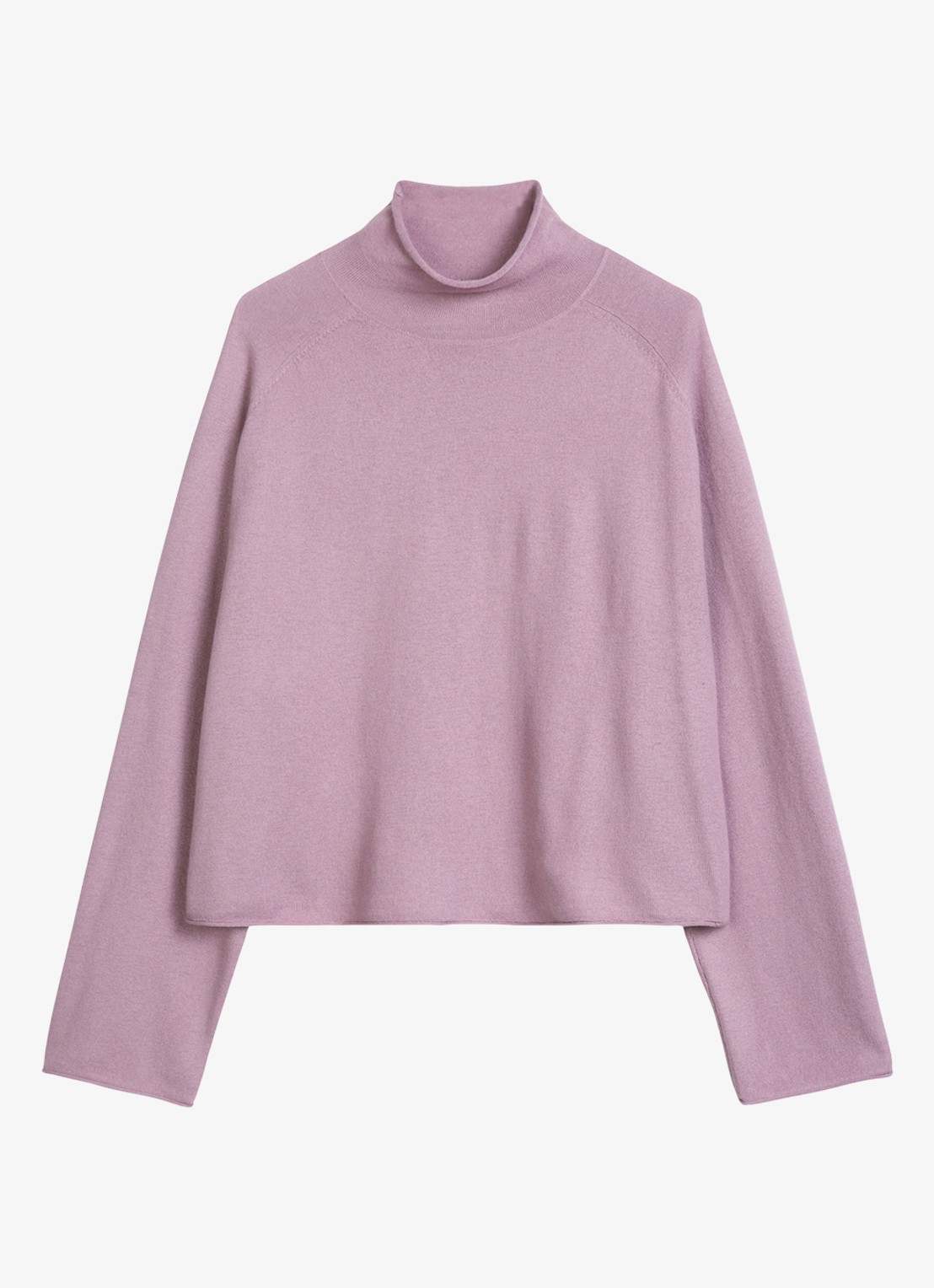 Marc O'Polo Fijngebreide coltrui in wolblend - voorkant 4 roze