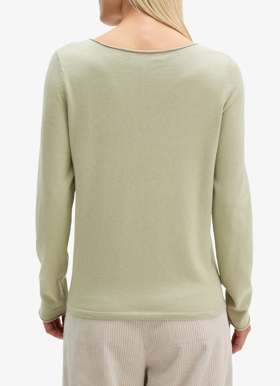 Marc O'Polo Fijngebreide pullover in scheerwolblend - achterkant 3 smooth sage / groen