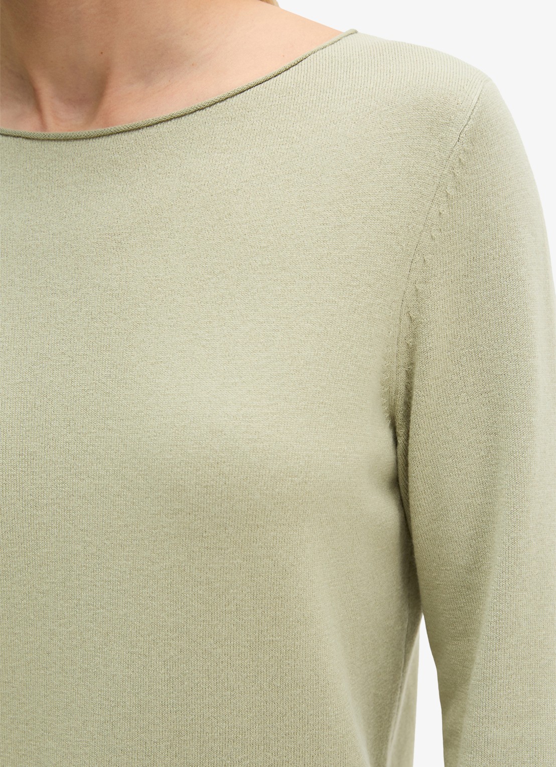 Marc O'Polo Fijngebreide pullover in scheerwolblend - detail 2 smooth sage / groen
