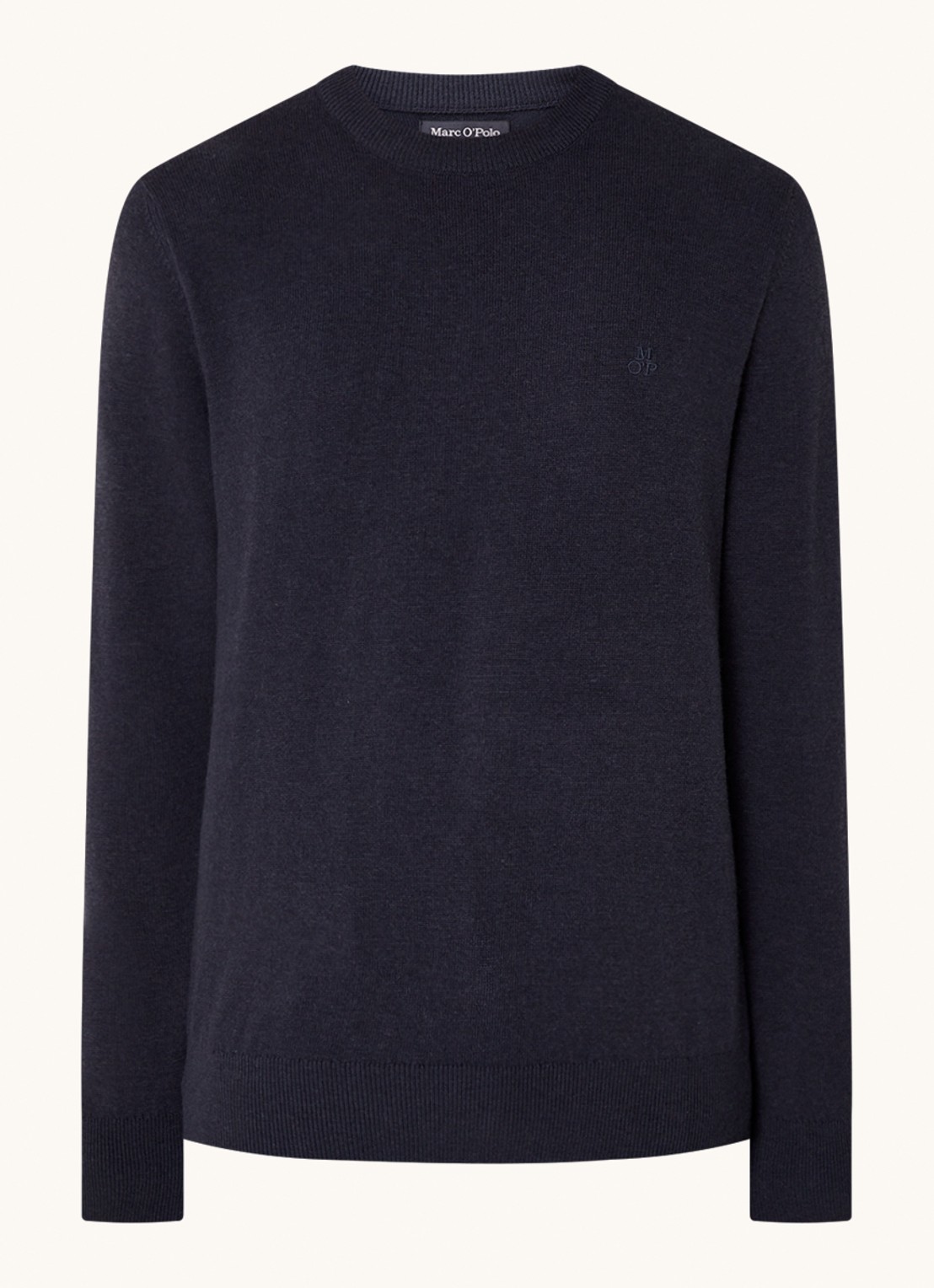 Marc O'Polo Fijngebreide pullover in scheerwolblend - voorkant blauw