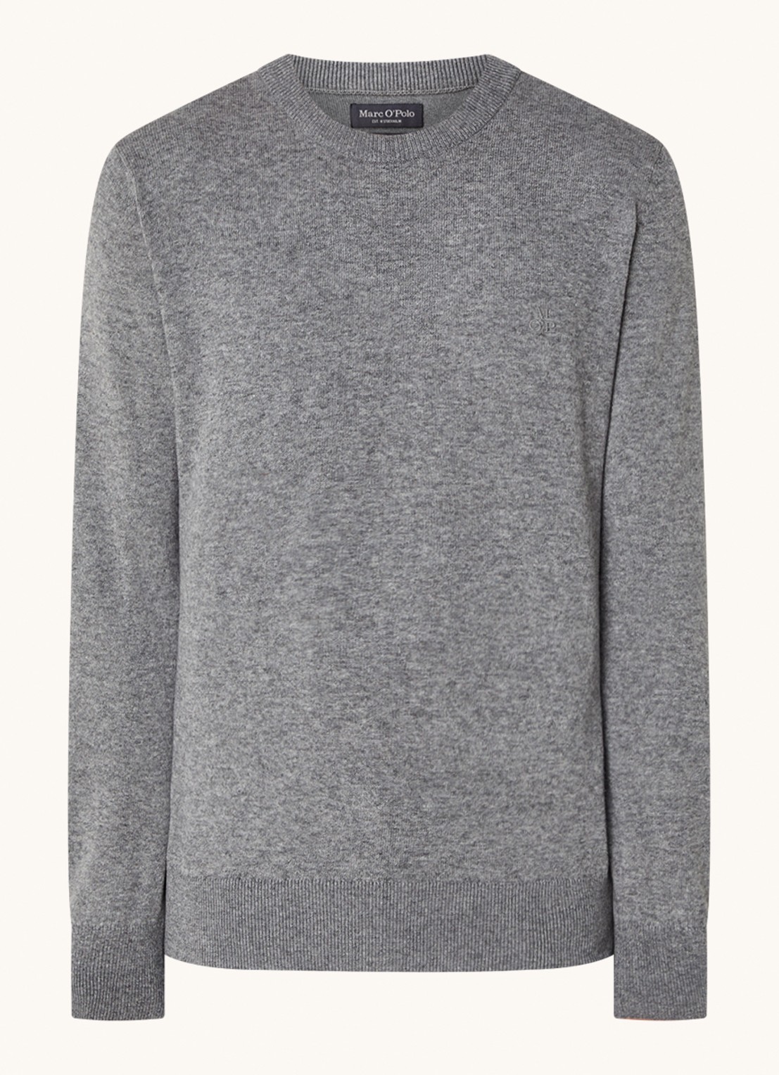Marc O'Polo Fijngebreide pullover in scheerwolblend - voorkant 4 grijs