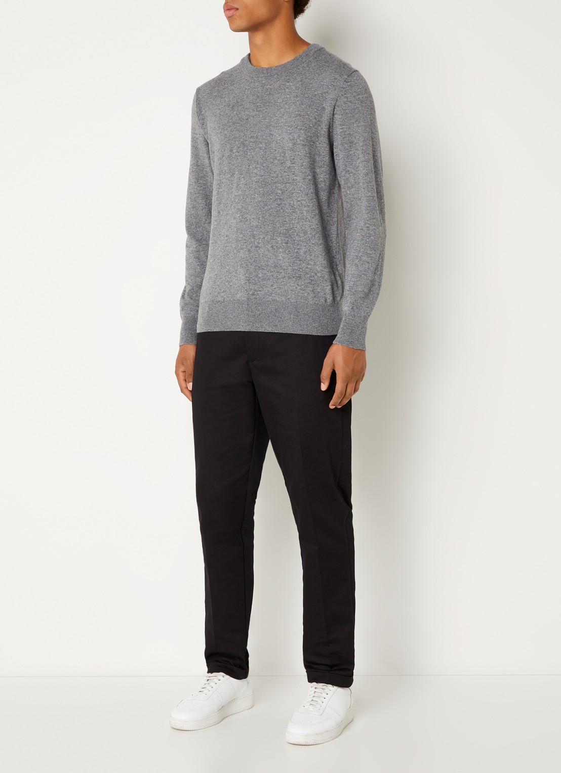 Marc O'Polo Fijngebreide pullover in scheerwolblend - voorkant 5 grijs