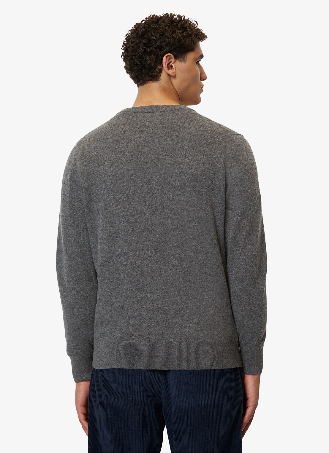 Marc O'Polo Fijngebreide pullover in scheerwolblend - achterkant 2 grijsmele
