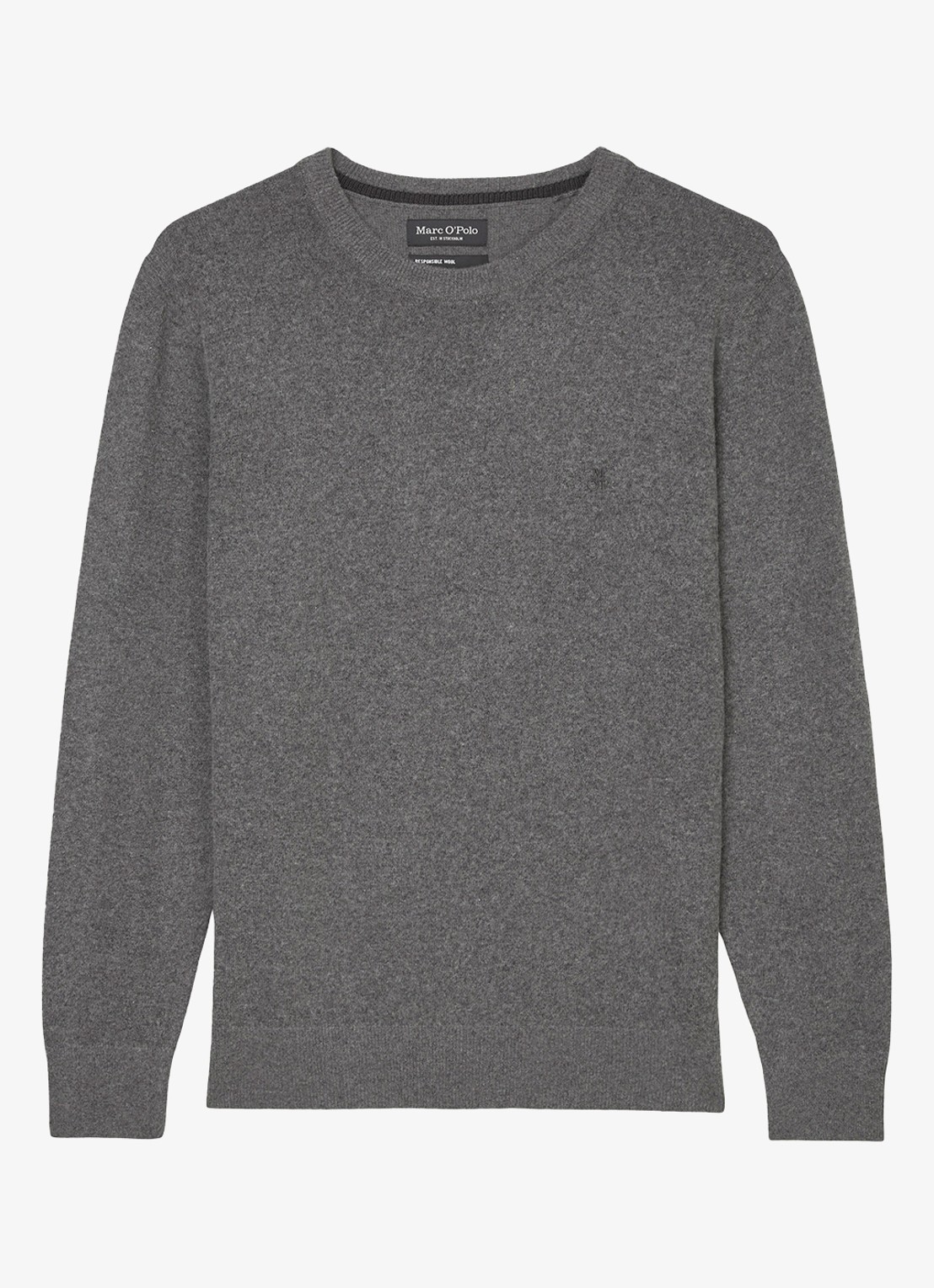 Marc O'Polo Fijngebreide pullover in scheerwolblend - voorkant 5 grijsmele