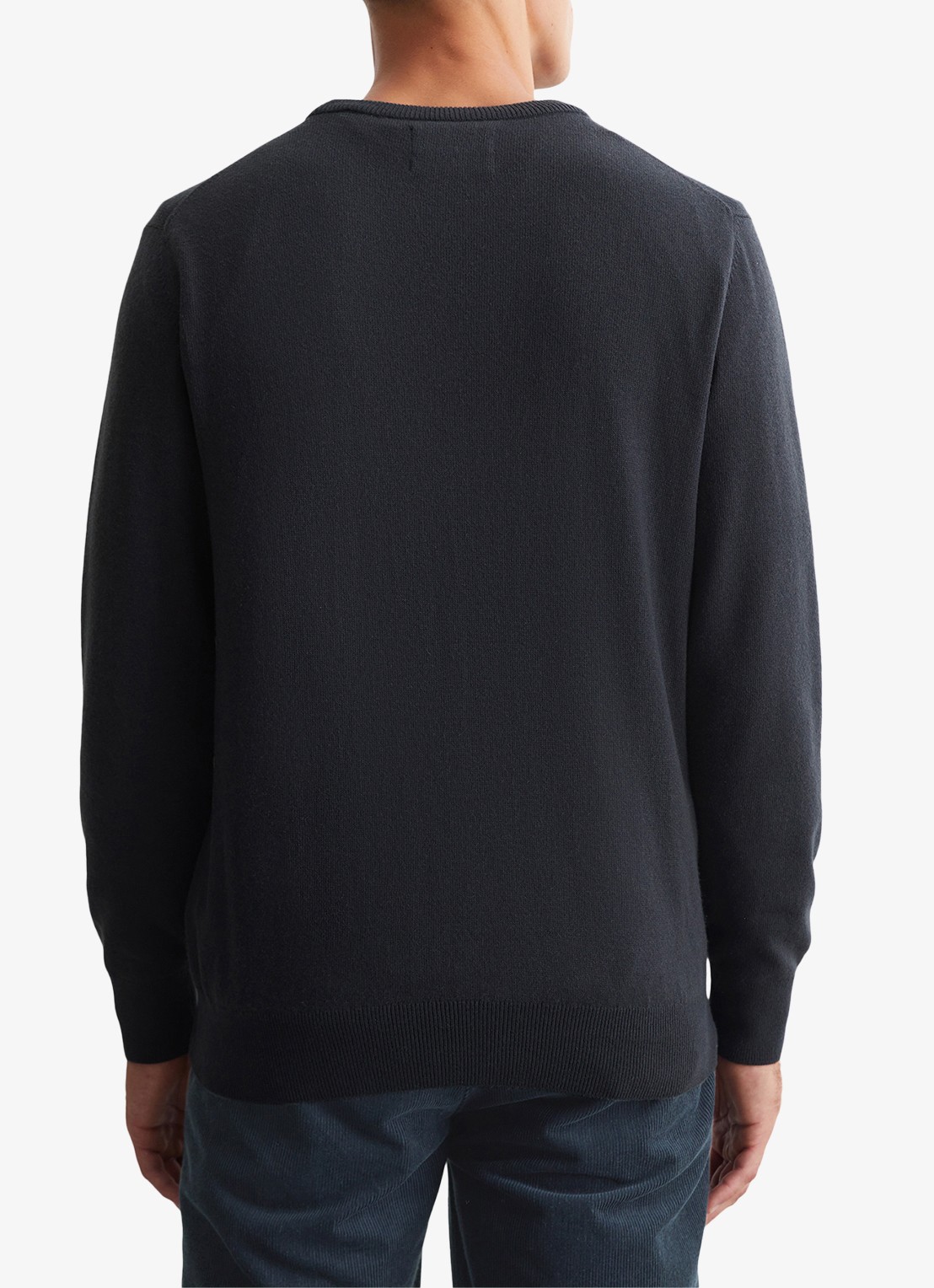 Marc O'Polo Fijngebreide pullover in scheerwolblend - achterkant dark navy / donkerblauw