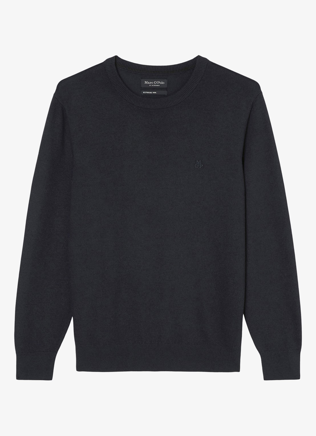 Marc O'Polo Fijngebreide pullover in scheerwolblend - voorkant 2 dark navy / donkerblauw