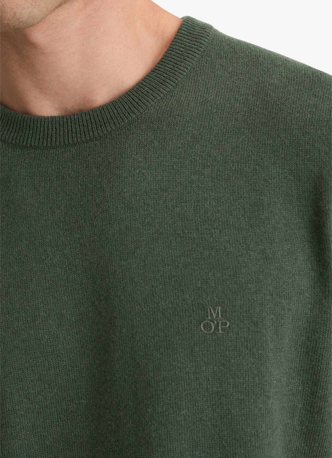 Marc O'Polo Fijngebreide pullover in scheerwolblend - detail 4 mangroven / groen