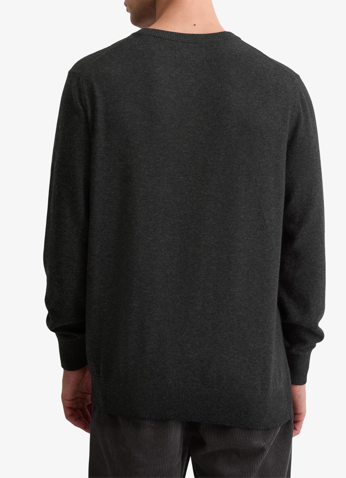 Marc O'Polo Fijngebreide pullover in scheerwolblend - achterkant 3 donkergrijs