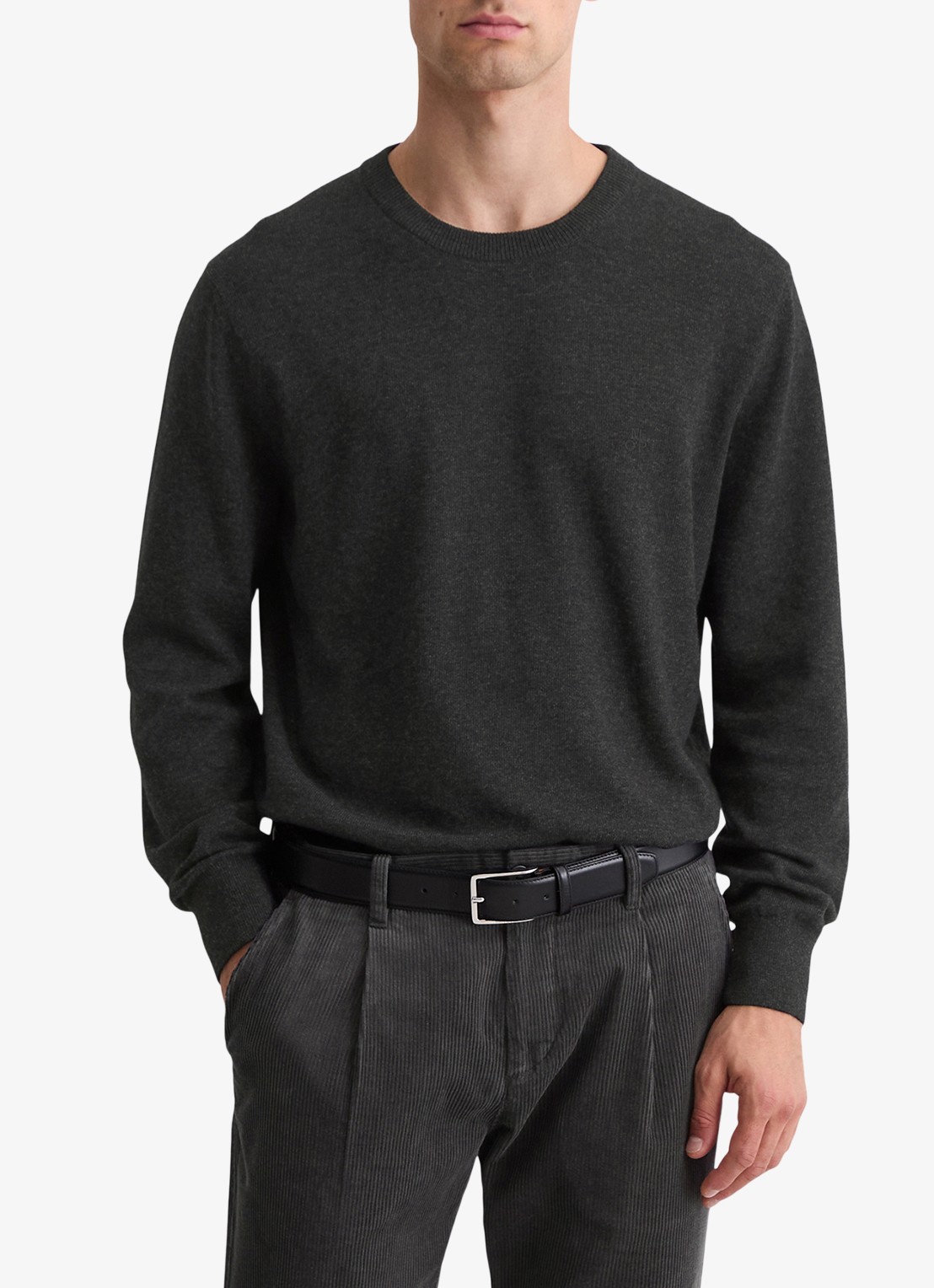 Marc O'Polo Fijngebreide pullover in scheerwolblend - detail 4 donkergrijs