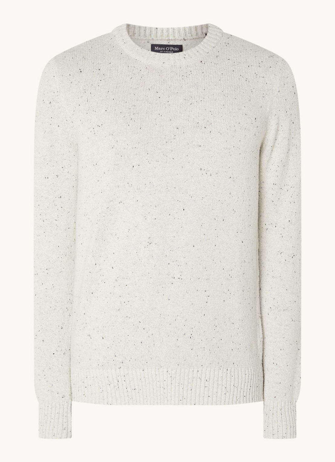Marc O'Polo Fijngebreide pullover in wolblend met gemêleerd dessin - voorkant 4 gebroken wit