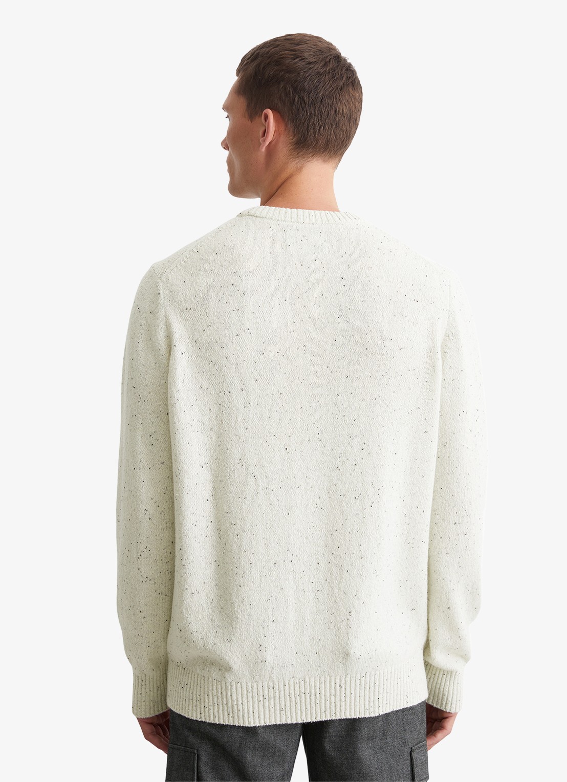 Marc O'Polo Fijngebreide pullover in wolblend met gemêleerd dessin - achterkant 4 wit