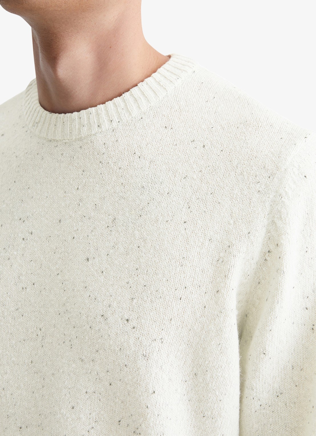 Marc O'Polo Fijngebreide pullover in wolblend met gemêleerd dessin - detail 3 wit