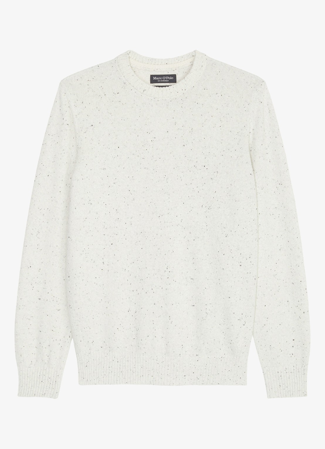 Marc O'Polo Fijngebreide pullover in wolblend met gemêleerd dessin - voorkant wit