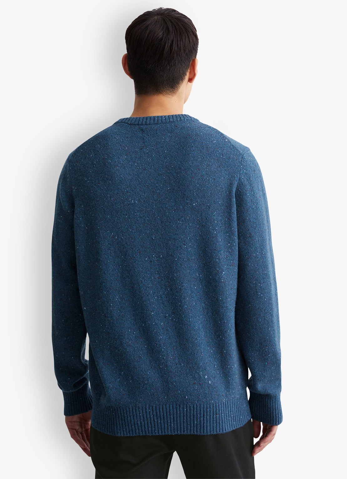 Marc O'Polo Fijngebreide pullover in wolblend met gemêleerd dessin - achterkant 4 antraciet