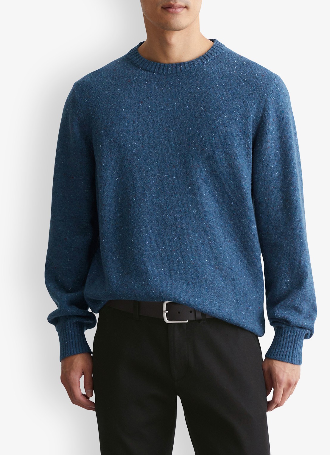 Marc O'Polo Fijngebreide pullover in wolblend met gemêleerd dessin - detail 2 antraciet