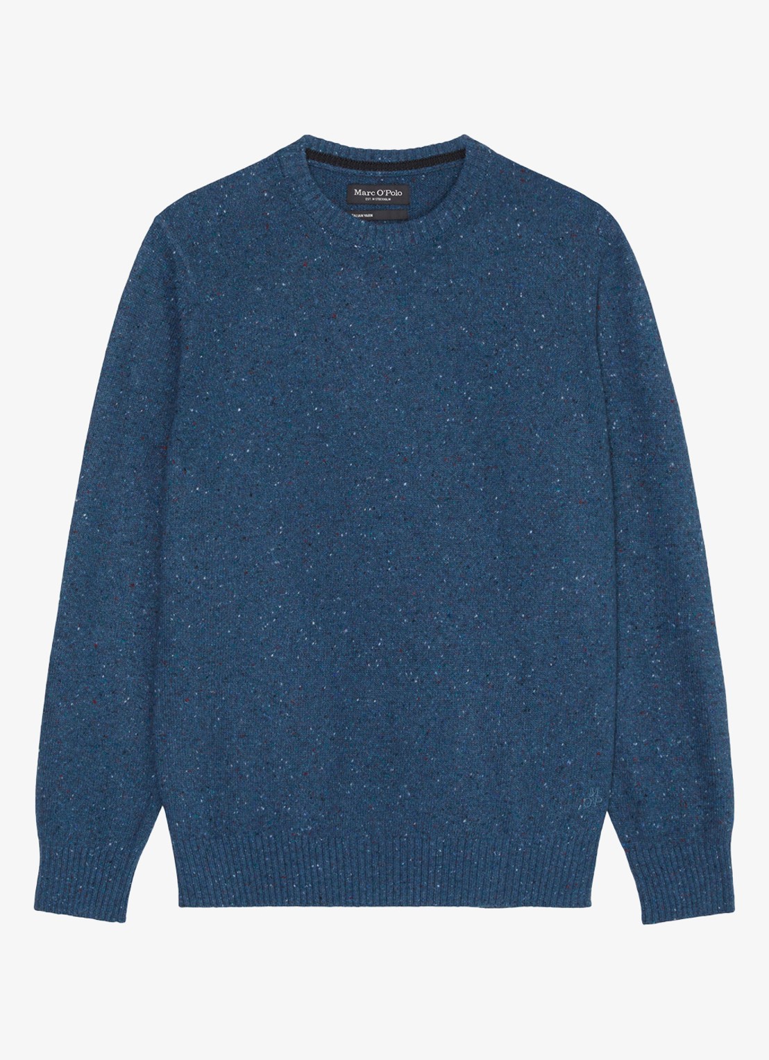 Marc O'Polo Fijngebreide pullover in wolblend met gemêleerd dessin - voorkant antraciet