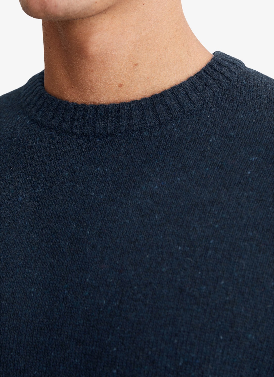 Marc O'Polo Fijngebreide pullover in wolblend met gemêleerd dessin - detail 8 donkerblauw