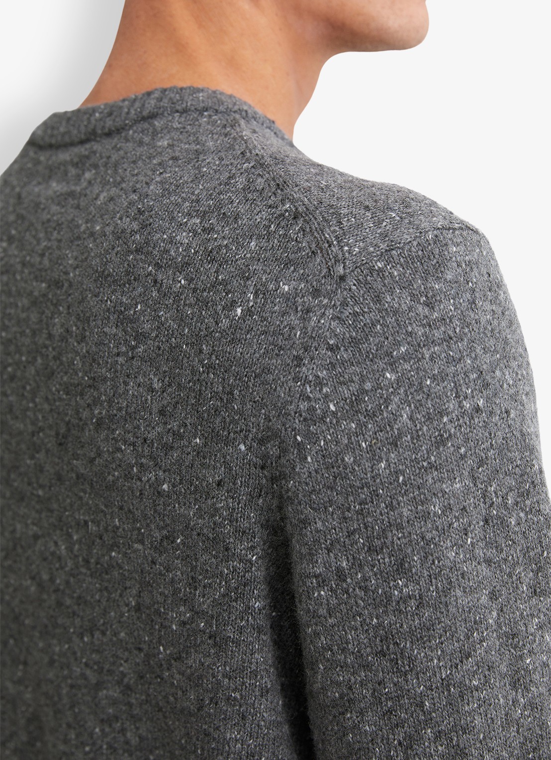 Marc O'Polo Fijngebreide pullover in wolblend met gemêleerd dessin - detail 2 lichtgrijs