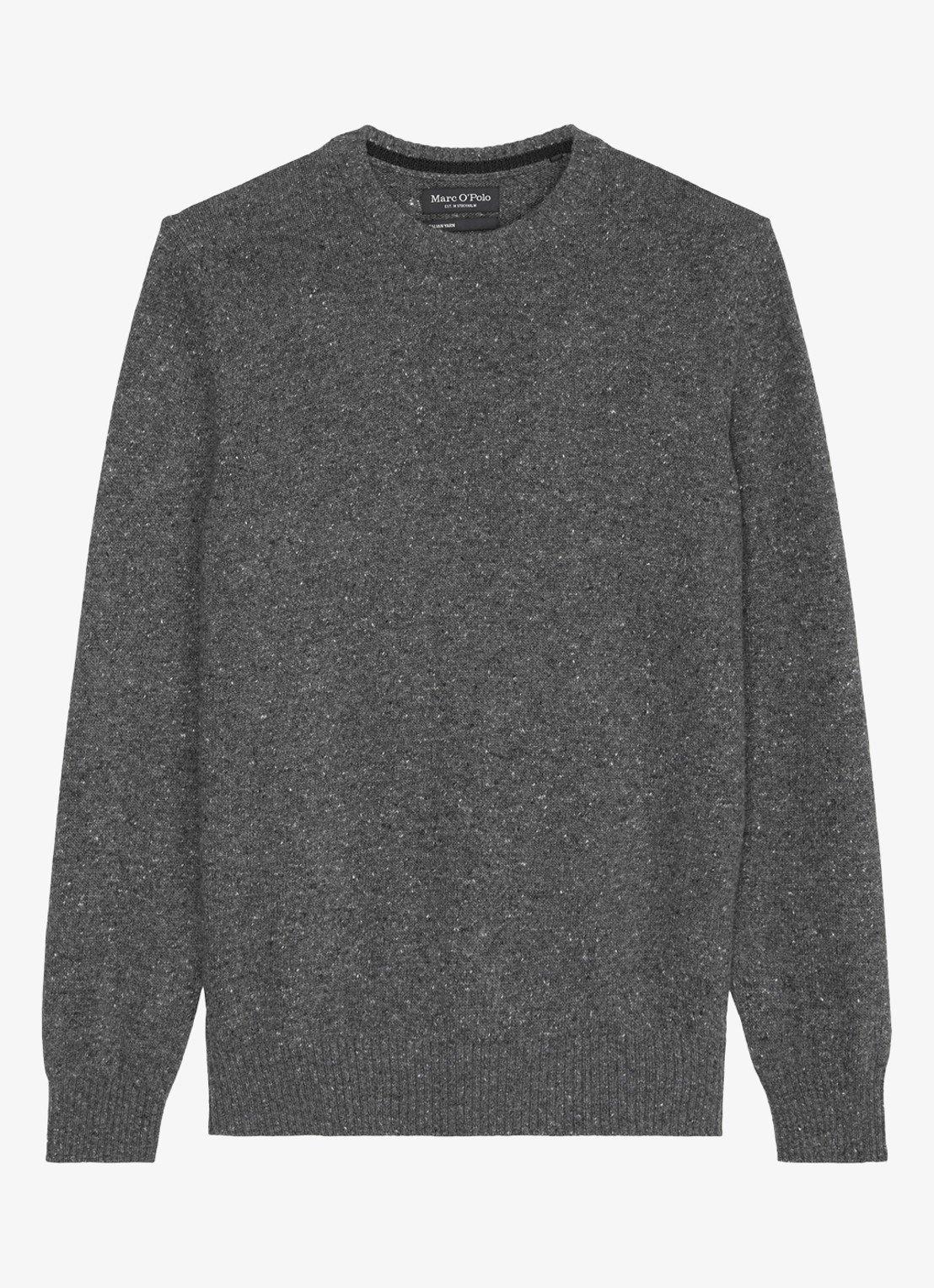 Marc O'Polo Fijngebreide pullover in wolblend met gemêleerd dessin - voorkant 5 lichtgrijs