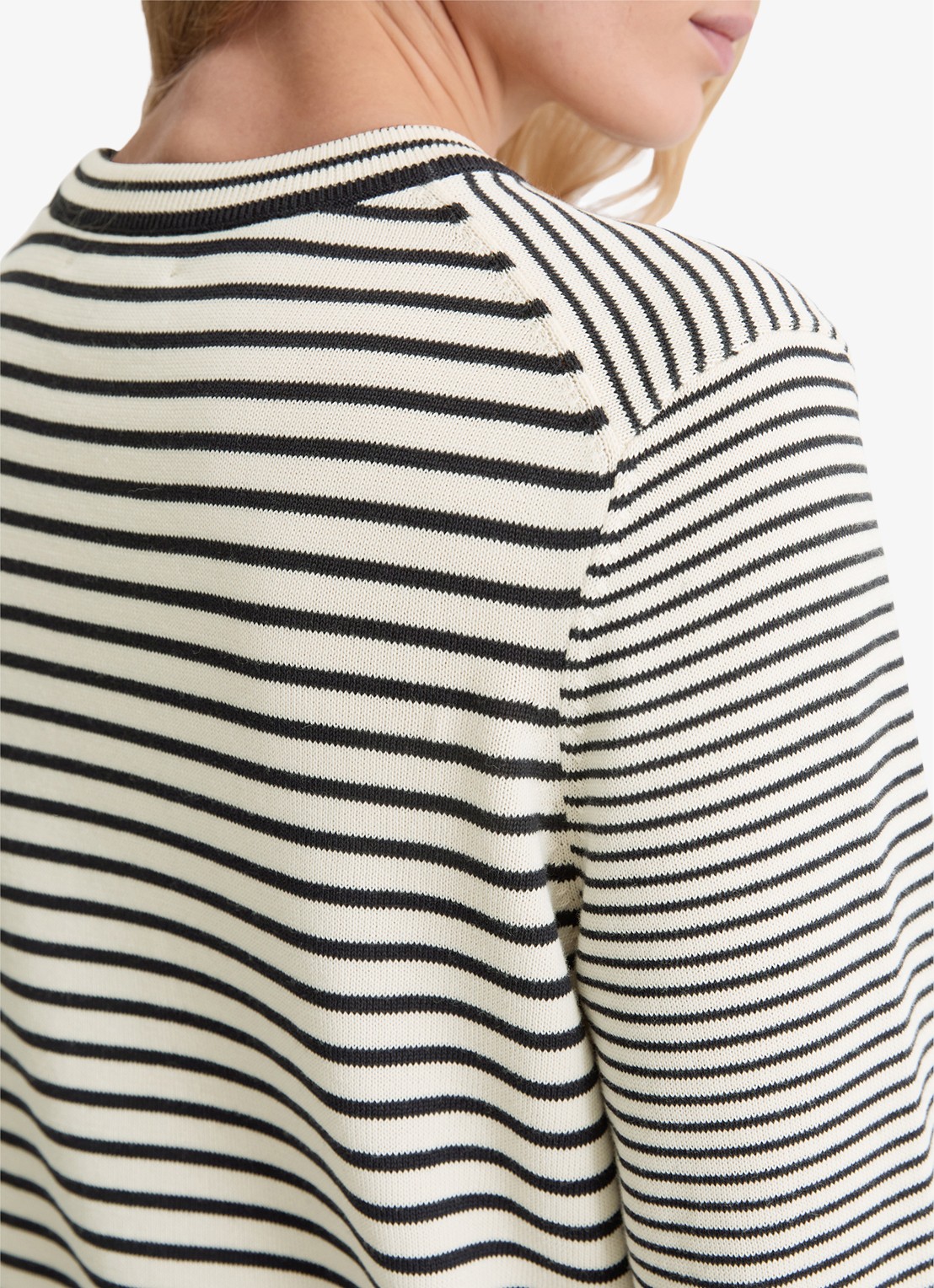 Marc O'Polo Fijngebreide pullover met streepprint - detail 5 zwart