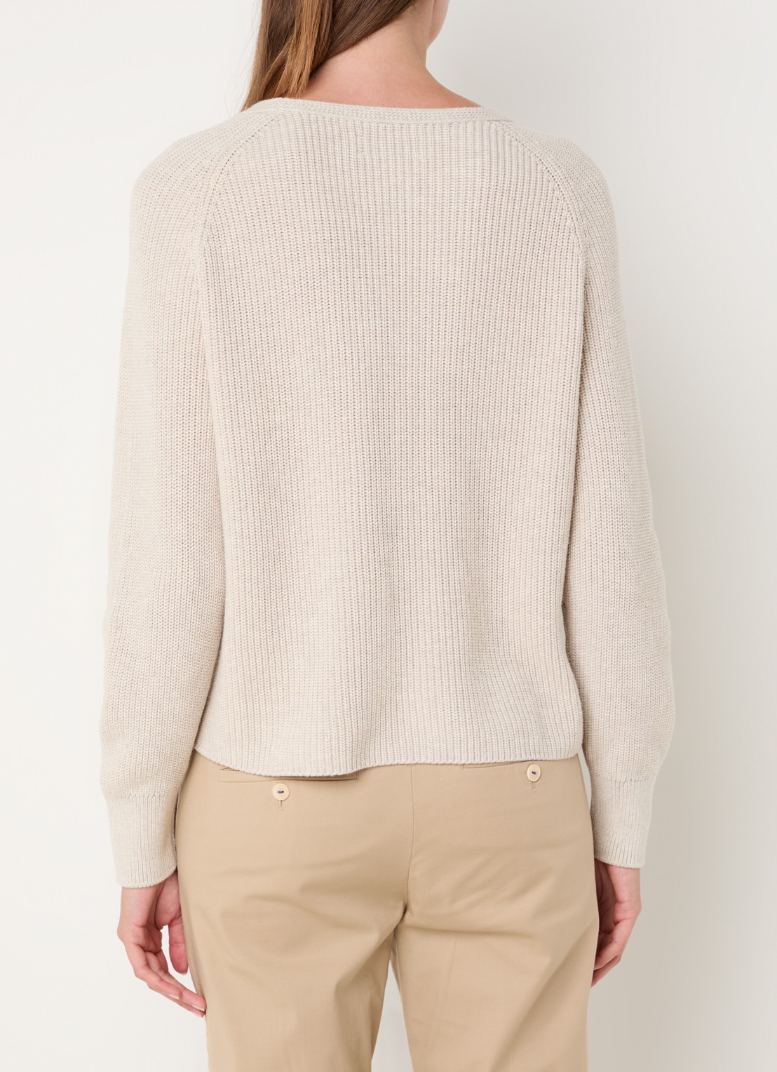 Marc O'Polo Fijngebreide pullover met stretch - achterkant 2 zand