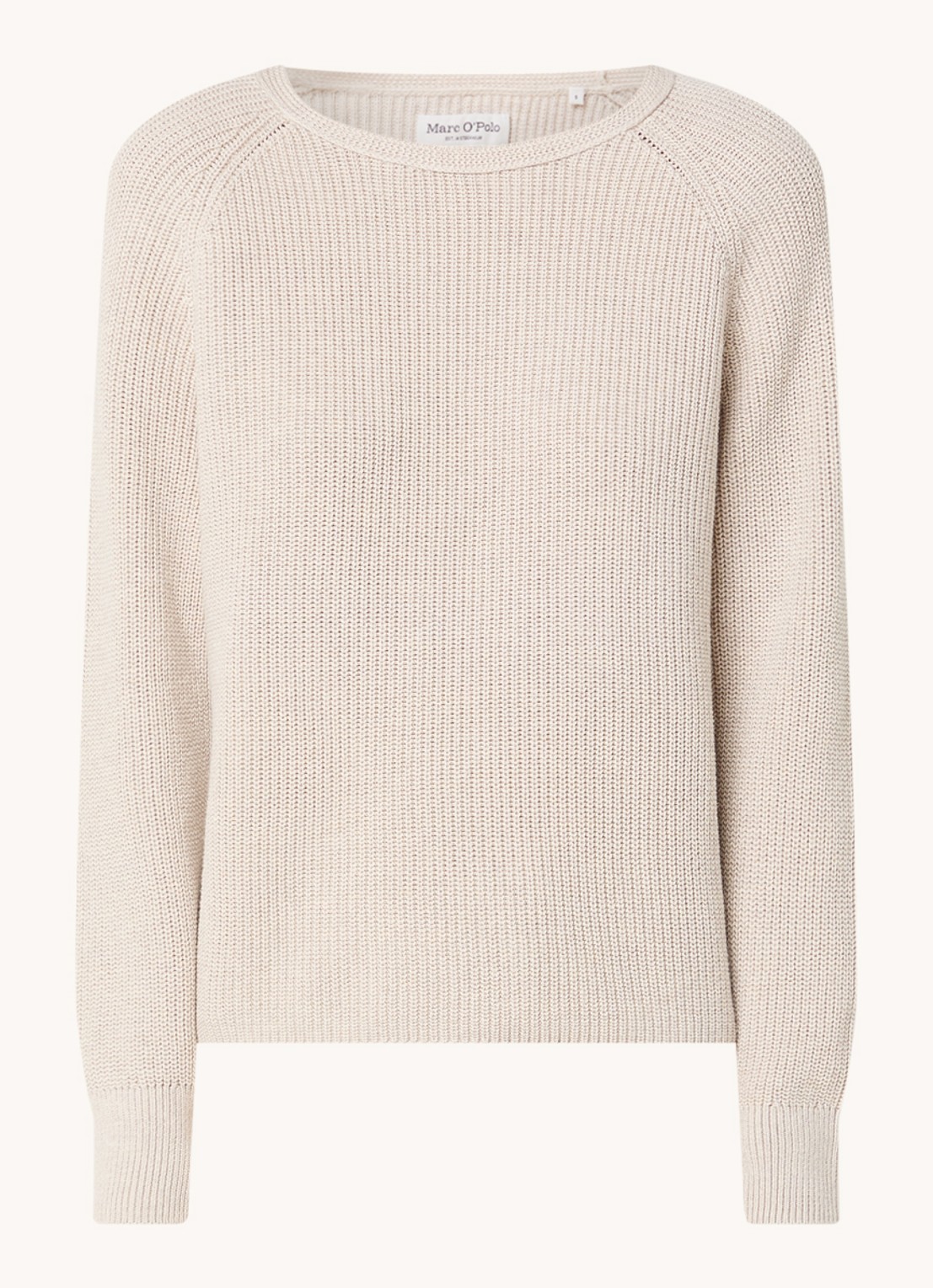 Marc O'Polo Fijngebreide pullover met stretch - voorkant 3 zand